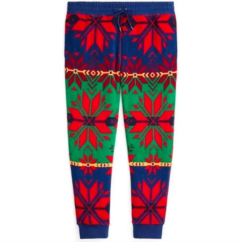 NWOT Polo Ralph Lauren L Indie Sleeze Grunge Apres Ski  Fair Isle Fleece Joggers - Picture 3 of 8